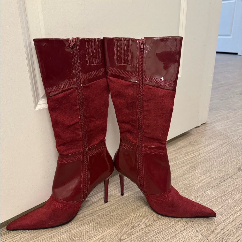 Splash Burgundy Heeled Boots
